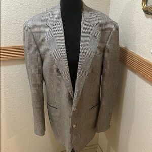 Men’s Club Room 100 % Silk Gingham Classic Blazer Size 44L Jacket!
